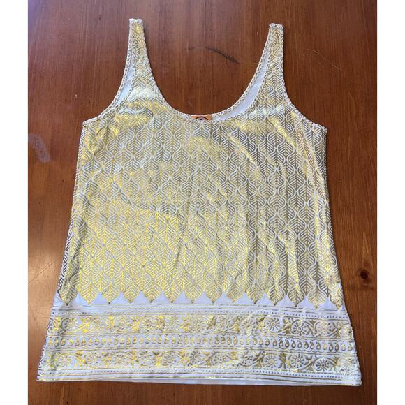 Tory Burch Metallic Gold Tank Top Sz S EUC - Picture 1 of 2